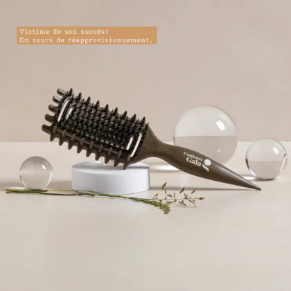 Le visuel met en avant la brosse définition boucles de chez Couleurs Gaïa avec la mention " Victime de son succès ! En cours de réapprovisionnement."